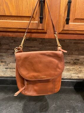 Vera Bradley Cognac Brown Pebbled Leather Crossbody Bag